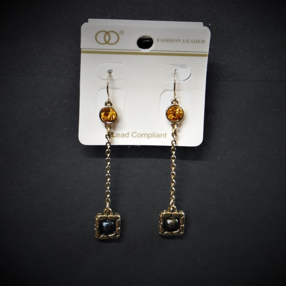 Orange & Purple Beads Dangling Earrings